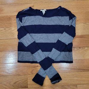 Blue and Gray Striped Crop Top